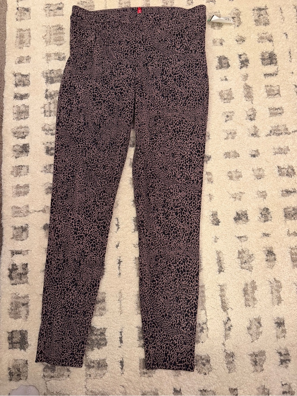 SPANX Pink and Black Leopard Print Leggings